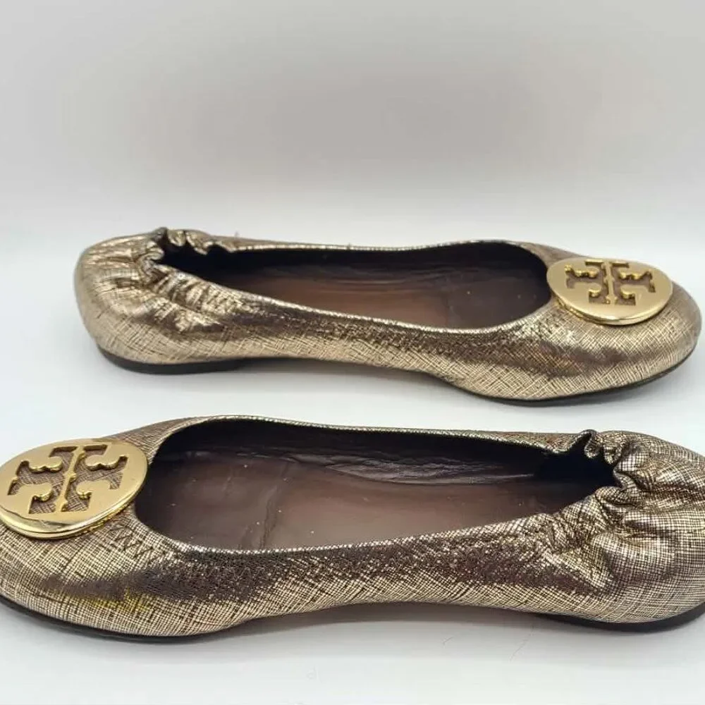 Tory Burch Reva Rare Metallic Ballet Flats size 7 1/2